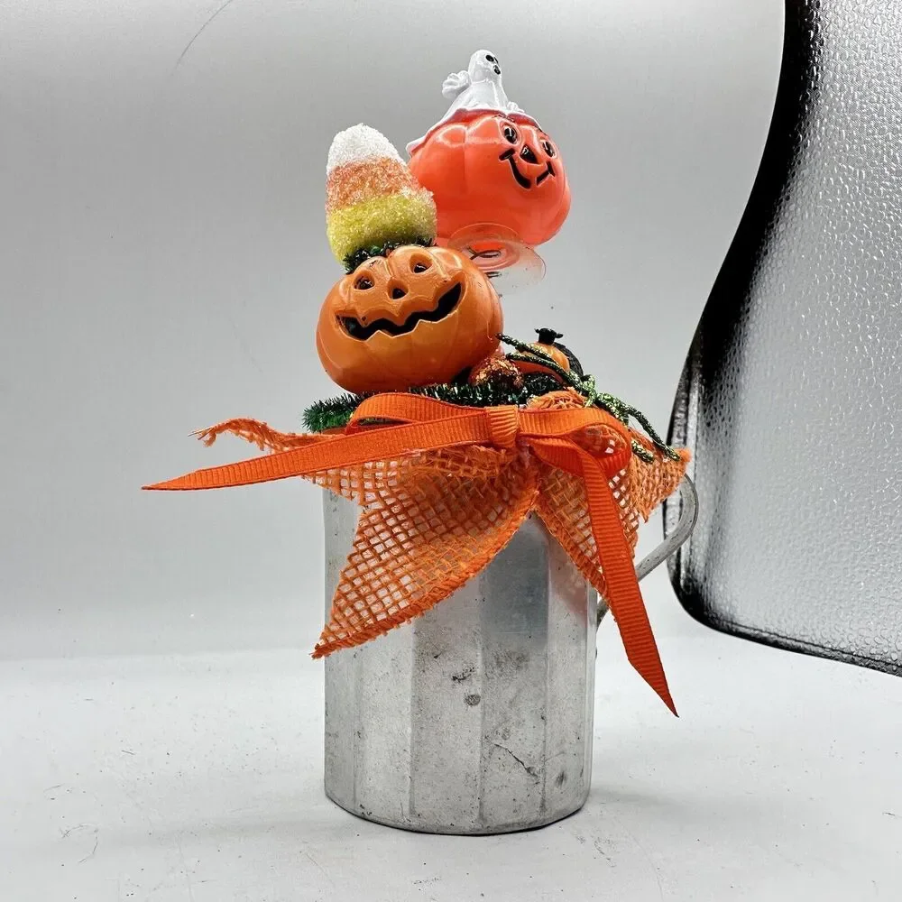 Halloween Retro Spooky Ghost Assemblage Display Vintage One Of A Kind 7” Decor - Picture 4 of 10